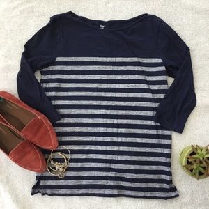 Gap Glitter Striped Navy Tee